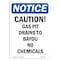 Signmission OSHA Notice Sign, 14" H, 10" W, Rigid Plastic, Caution Gas Pit Drains To Bayou Sign, Portrait OS-NS-P-1014-V-10481 - alternate 1